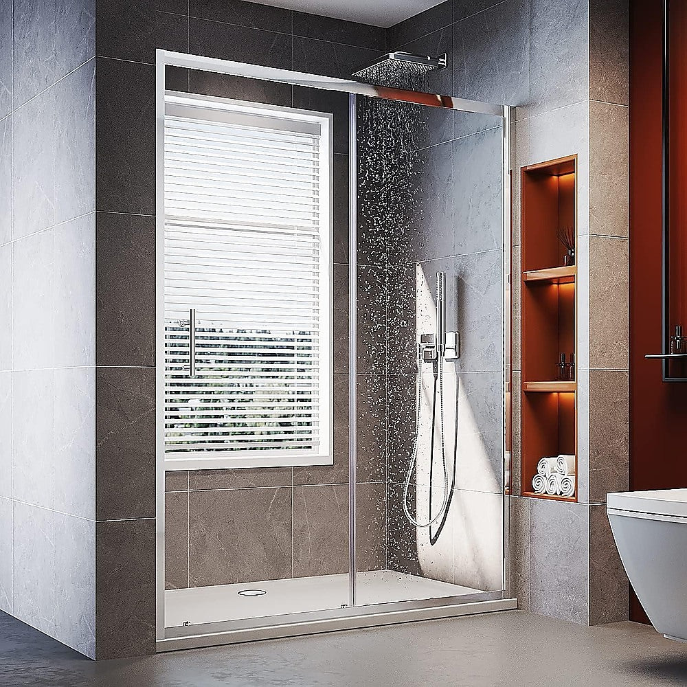 170-185cm Adjustable Wall to Wall Sliding Glass Shower Door in Chrome V63-847151