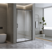 170-185cm Adjustable Wall to Wall Sliding Glass Shower Door in Black V63-847181