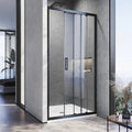 185-200cm Adjustable Wall to Wall Sliding Glass Shower Door in Black V63-847191
