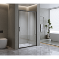 170-185cm Adjustable Wall to Wall Sliding Glass Shower Door in Black V63-847211