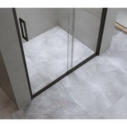 170-185cm Adjustable Wall to Wall Sliding Glass Shower Door in Black V63-847211