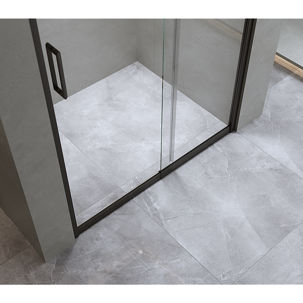170-185cm Adjustable Wall to Wall Sliding Glass Shower Door in Black V63-847211