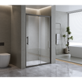 170-185cm Adjustable Wall to Wall Sliding Glass Shower Door in Black V63-847241