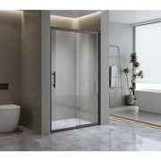170-185cm Adjustable Wall to Wall Sliding Glass Shower Door in Black V63-847241