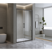170-185cm Adjustable Wall to Wall Sliding Glass Shower Door in Black V63-847241
