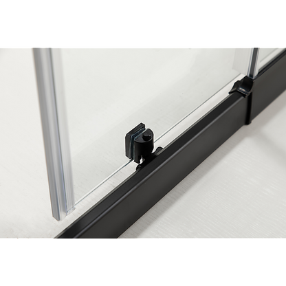 170-185cm Adjustable Wall to Wall Sliding Glass Shower Door in Black V63-847241