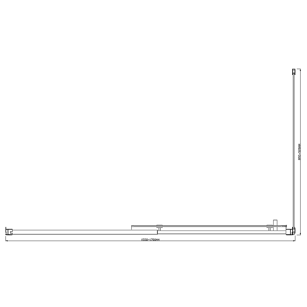 150mm Adjustable (1700x920mm) Single Door Corner Sliding Glass Shower Screen in Black V63-847591