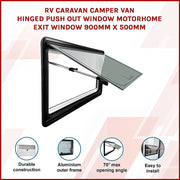 RV Caravan Camper Van Hinged Push Out Window Motorhome Exit Window 900mm x 500mm V63-847631