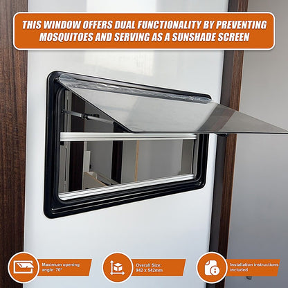 RV Caravan Camper Van Hinged Push Out Window Motorhome Exit Window 900mm x 500mm V63-847631