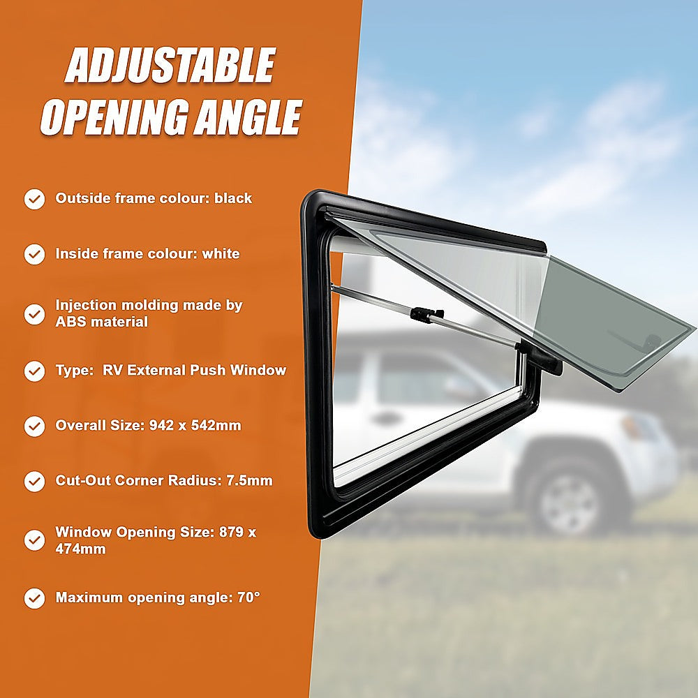 RV Caravan Camper Van Hinged Push Out Window Motorhome Exit Window 900mm x 500mm V63-847631