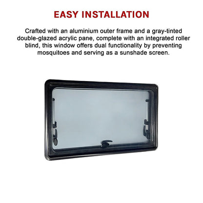 RV Caravan Camper Van Hinged Push Out Window Motorhome Exit Window 900mm x 500mm V63-847631