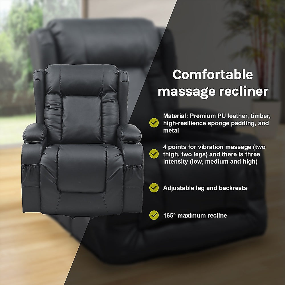 Lift Heated Leather Recliner Electric Massage Chair with USB port V63-847651