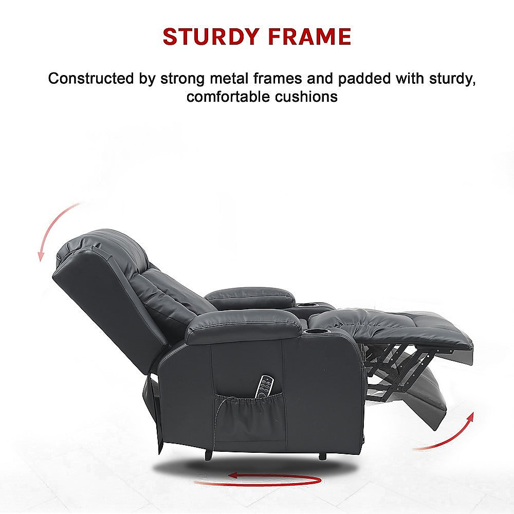 Lift Heated Leather Recliner Electric Massage Chair with USB port V63-847651