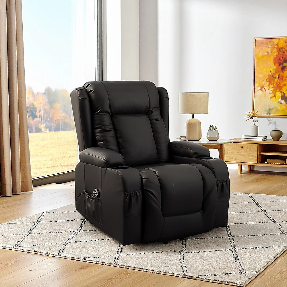 Lift Heated Leather Recliner Electric Massage Chair with USB port V63-847651