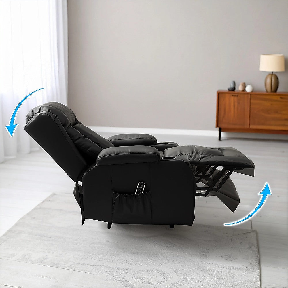 Lift Heated Leather Recliner Electric Massage Chair with USB port V63-847651