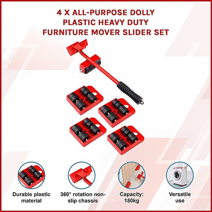 4 X All-purpose Dolly Plastic Heavy Duty Furniture Mover Slider Set V63-847671