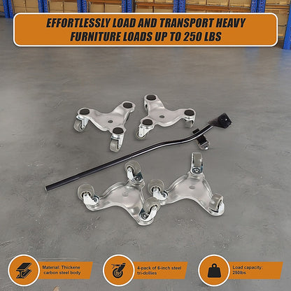 4 X All-purpose Dolly Metal Heavy Duty Furniture Mover Slider Set V63-847681