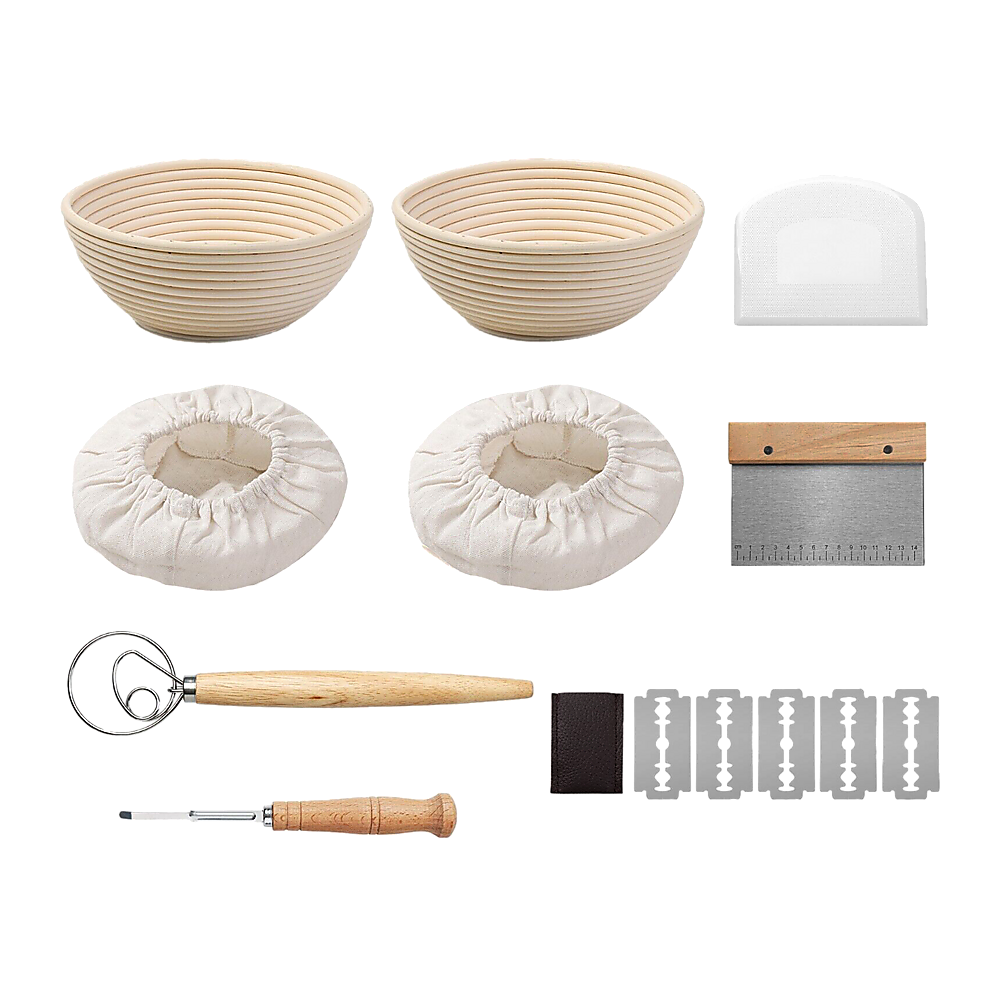 2 x 9" Sourdough Bread Proofing Set Bread Making Kit Round Bowls V63-847701