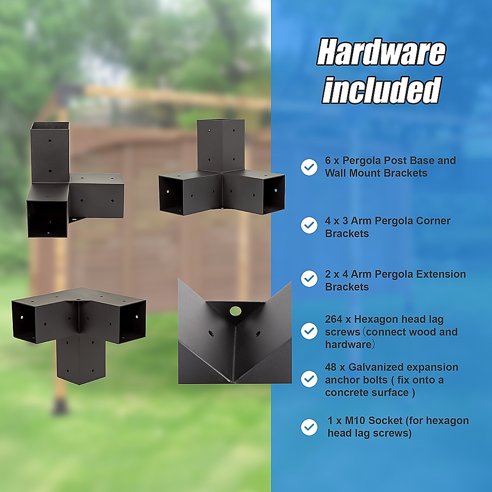 Roof Pergola Gazebo Shed Matte Black Steel Brackets DIY Kits V63-847731