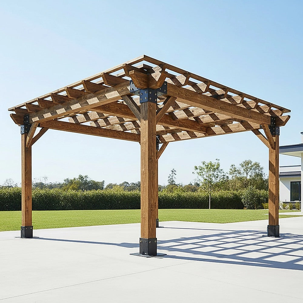 Roof Pergola Gazebo Shed Matte Black Steel Brackets DIY Kits V63-847731