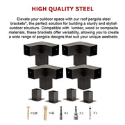 Roof Pergola Gazebo Shed Matte Black Steel Brackets DIY Kits V63-847741