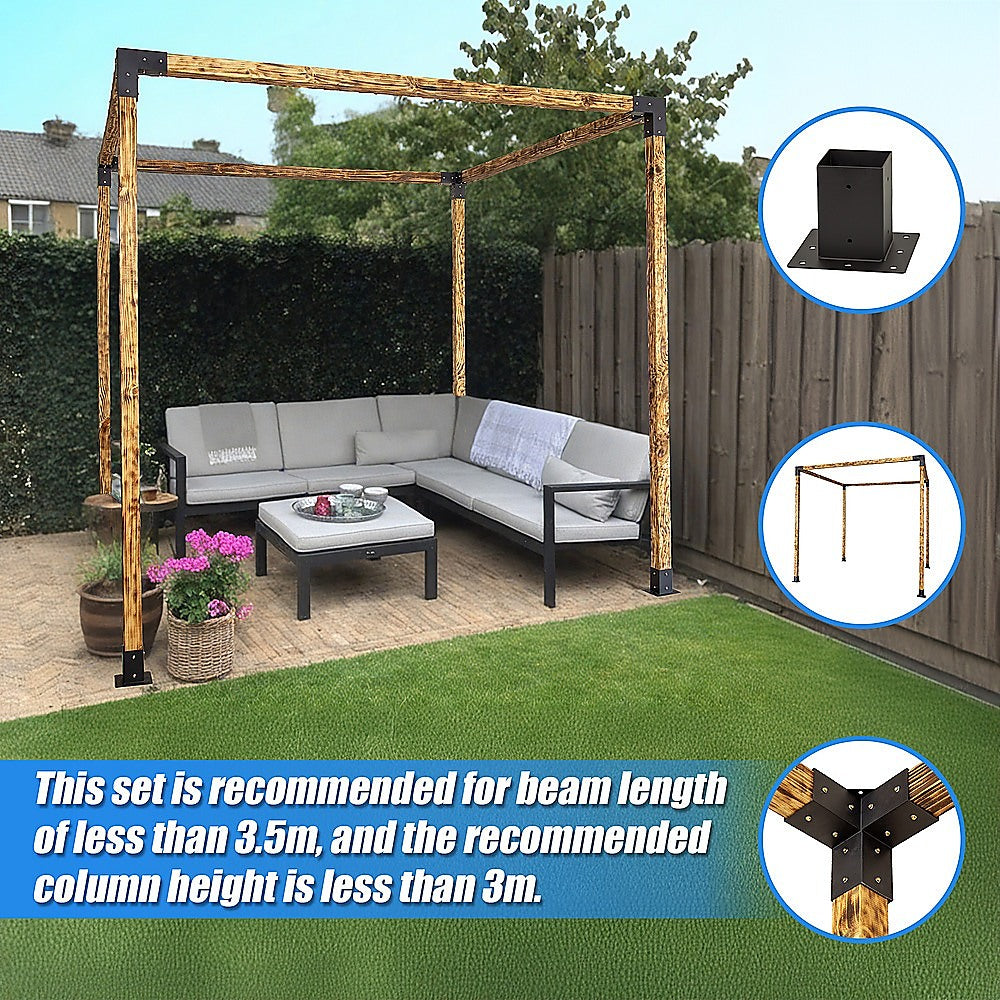 Roof Pergola Gazebo Shed Matte Black Steel Brackets DIY Kits V63-847741