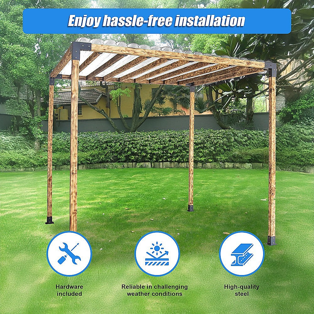Roof Pergola Gazebo Shed Matte Black Steel Brackets DIY Kits V63-847751