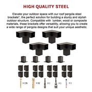 Roof Pergola Gazebo Shed Matte Black Steel Brackets DIY Kits V63-847751