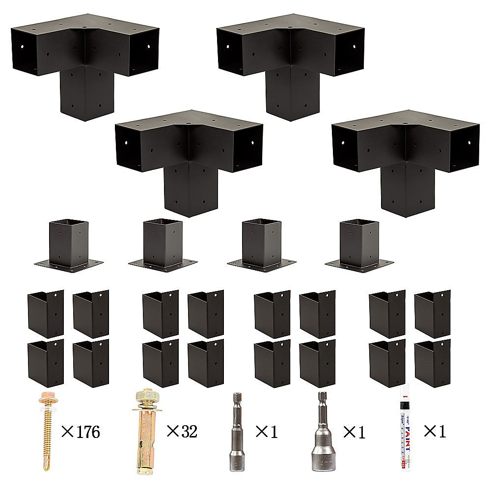 Roof Pergola Gazebo Shed Matte Black Steel Brackets DIY Kits V63-847751