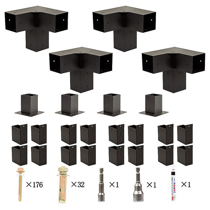 Roof Pergola Gazebo Shed Matte Black Steel Brackets DIY Kits V63-847751