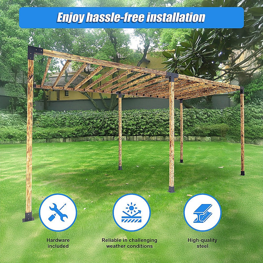 Roof Pergola Gazebo Shed Matte Black Steel Brackets DIY Kits V63-847761