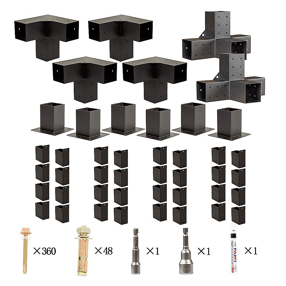 Roof Pergola Gazebo Shed Matte Black Steel Brackets DIY Kits V63-847761