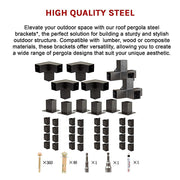 Roof Pergola Gazebo Shed Matte Black Steel Brackets DIY Kits V63-847761