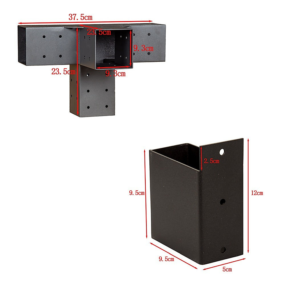 Roof Pergola Gazebo Shed Matte Black Steel Brackets DIY Kits V63-847761