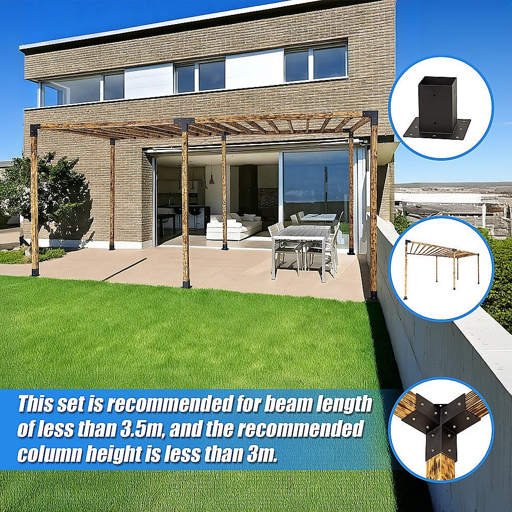 Roof Pergola Gazebo Shed Matte Black Steel Brackets DIY Kits V63-847761