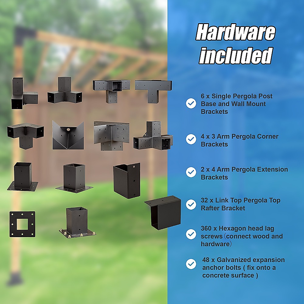 Roof Pergola Gazebo Shed Matte Black Steel Brackets DIY Kits V63-847761