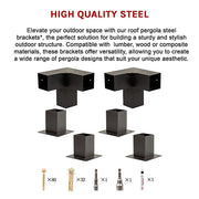 Roof Pergola Gazebo Shed Matte Black Steel Brackets DIY Kits V63-847771