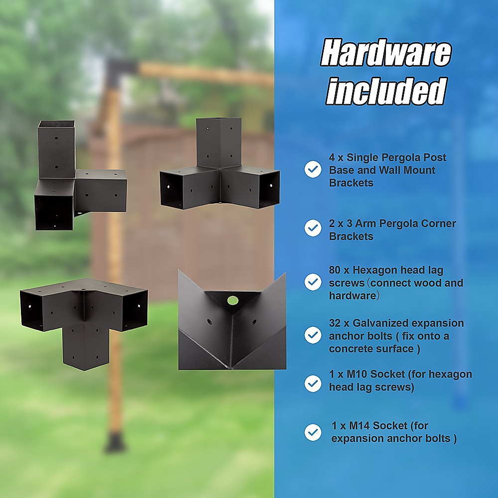 Roof Pergola Gazebo Shed Matte Black Steel Brackets DIY Kits V63-847771