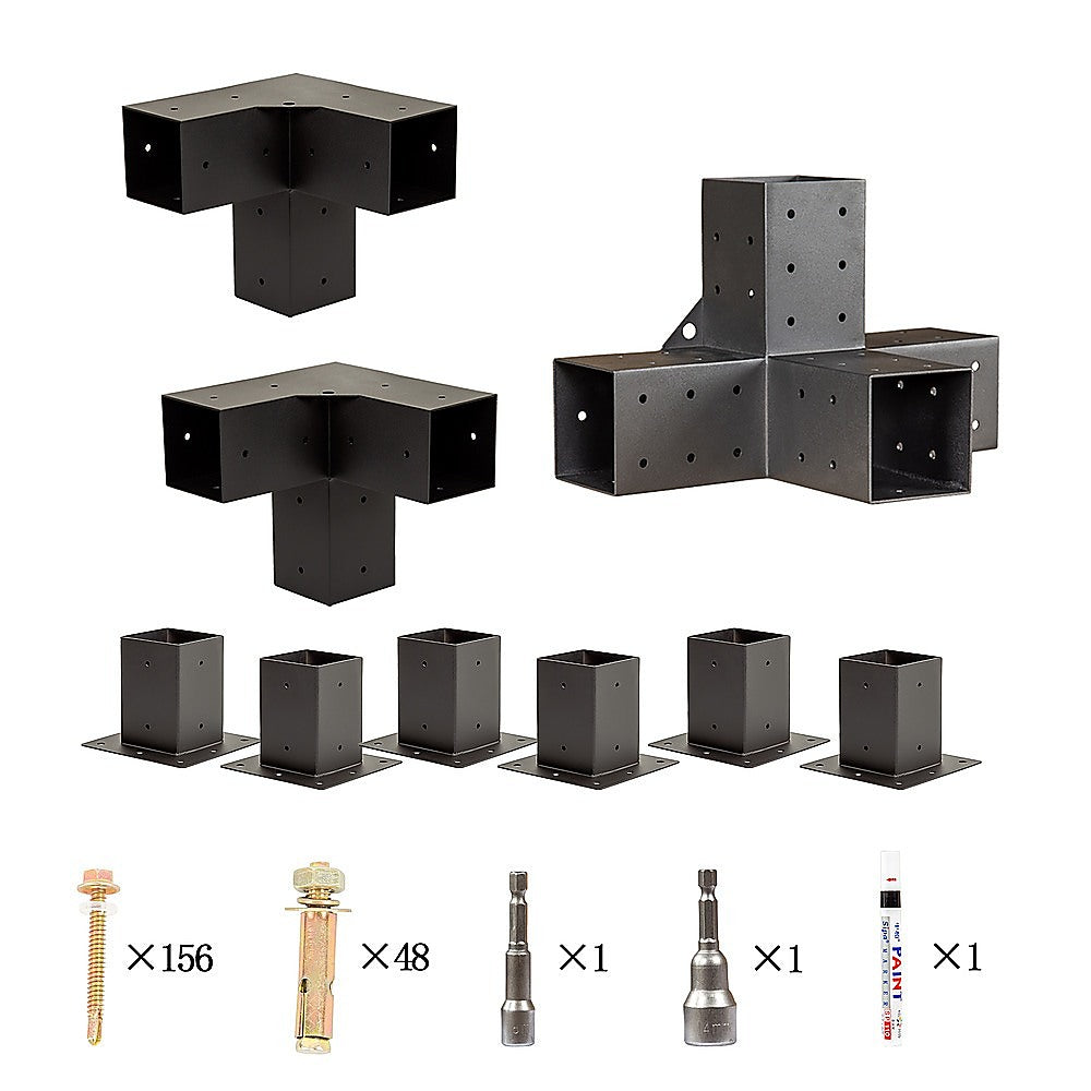 Roof Pergola Gazebo Shed Matte Black Steel Brackets DIY Kits V63-847781