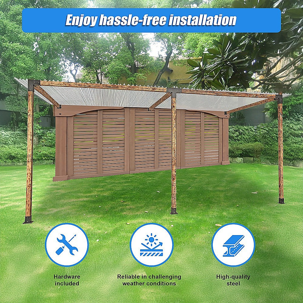 Roof Pergola Gazebo Shed Matte Black Steel Brackets DIY Kits V63-847781