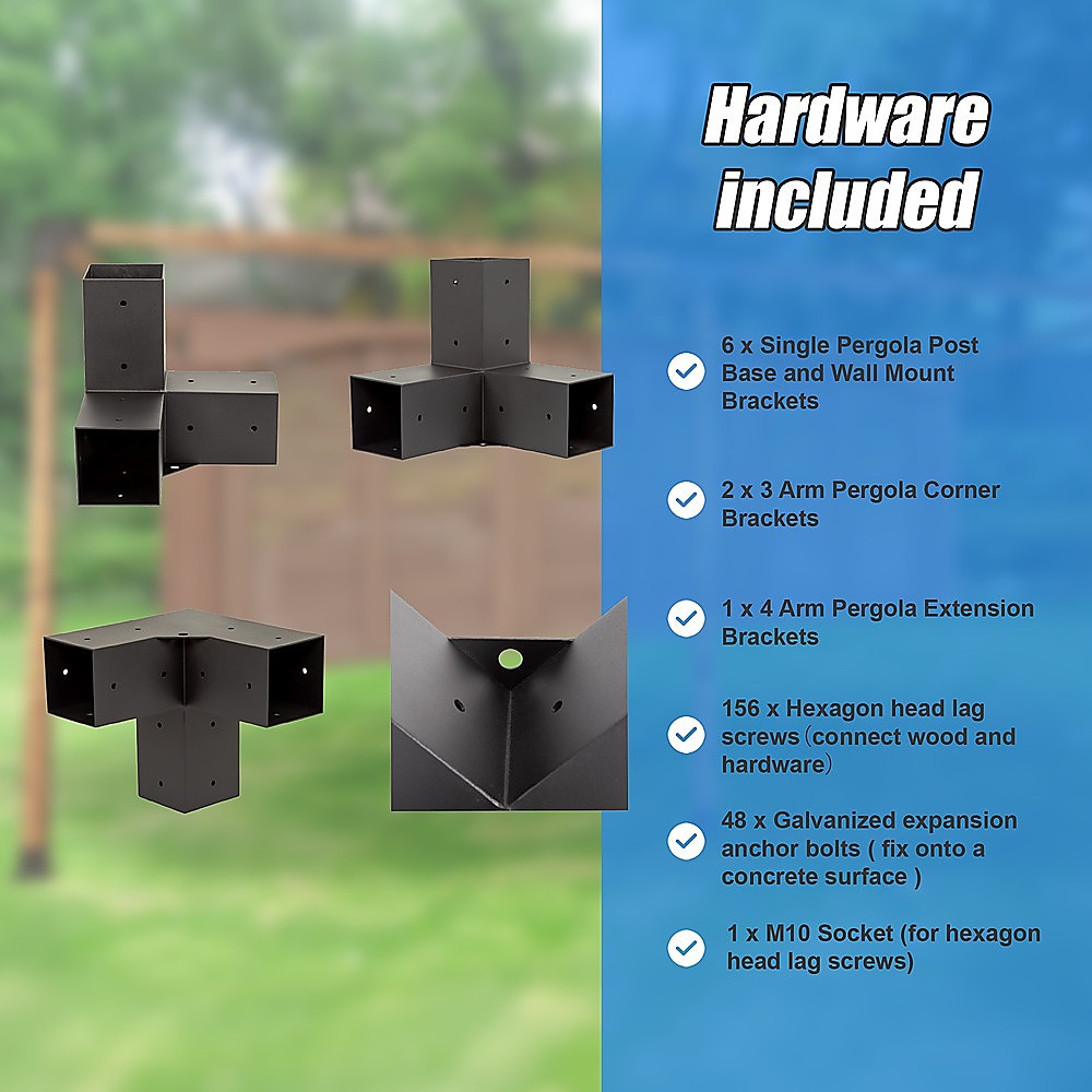 Roof Pergola Gazebo Shed Matte Black Steel Brackets DIY Kits V63-847781