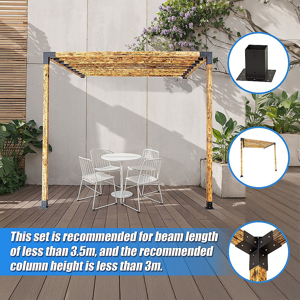 Roof Pergola Gazebo Shed Matte Black Steel Brackets DIY Kits V63-847791