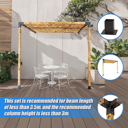 Roof Pergola Gazebo Shed Matte Black Steel Brackets DIY Kits V63-847791