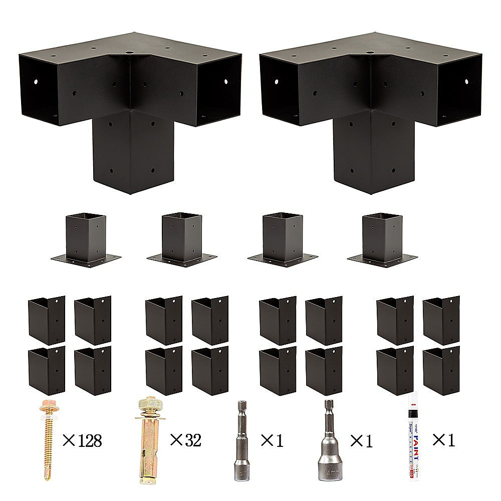 Roof Pergola Gazebo Shed Matte Black Steel Brackets DIY Kits V63-847791