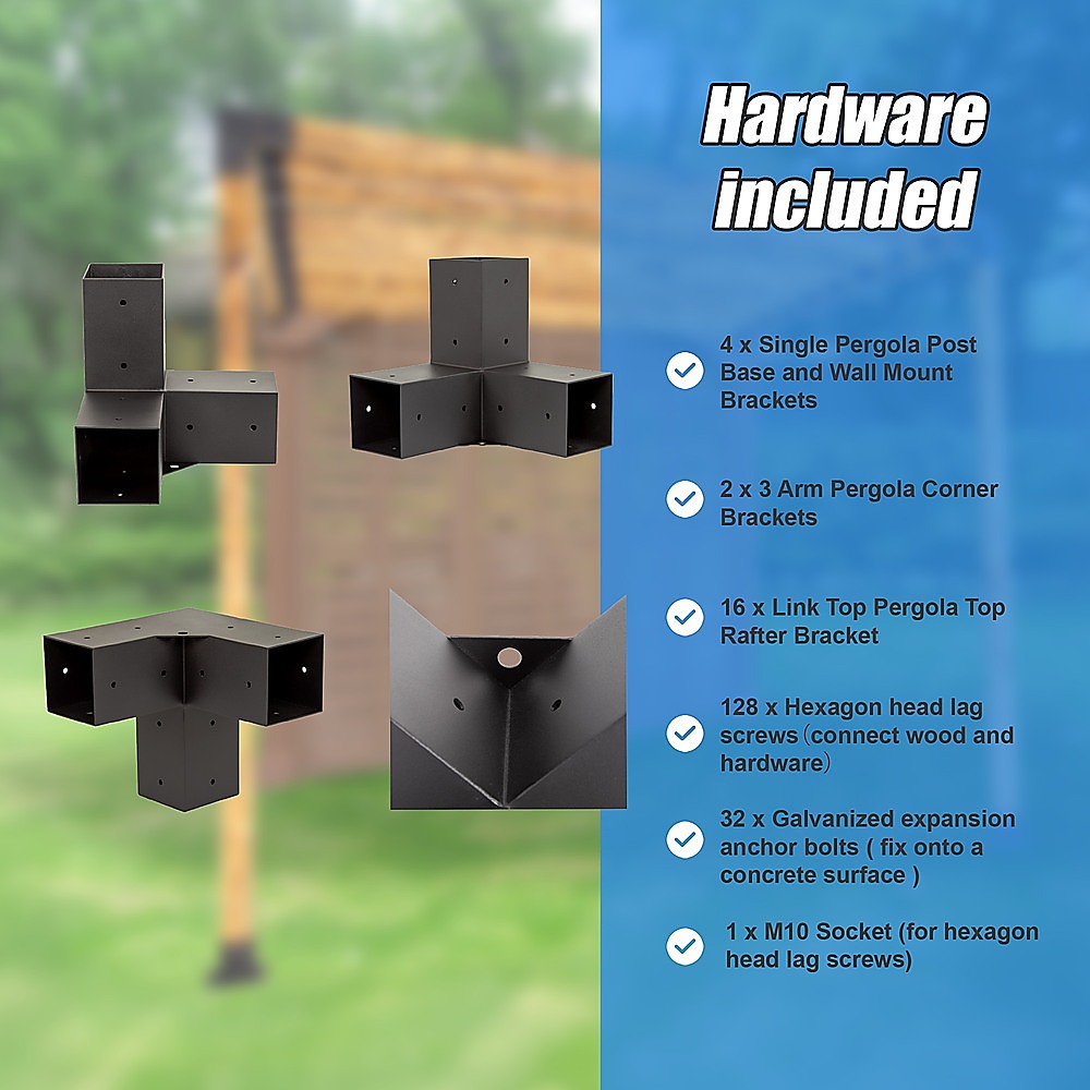 Roof Pergola Gazebo Shed Matte Black Steel Brackets DIY Kits V63-847791