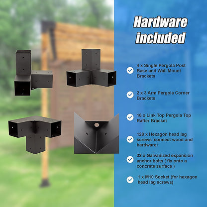 Roof Pergola Gazebo Shed Matte Black Steel Brackets DIY Kits V63-847791