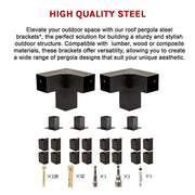 Roof Pergola Gazebo Shed Matte Black Steel Brackets DIY Kits V63-847791