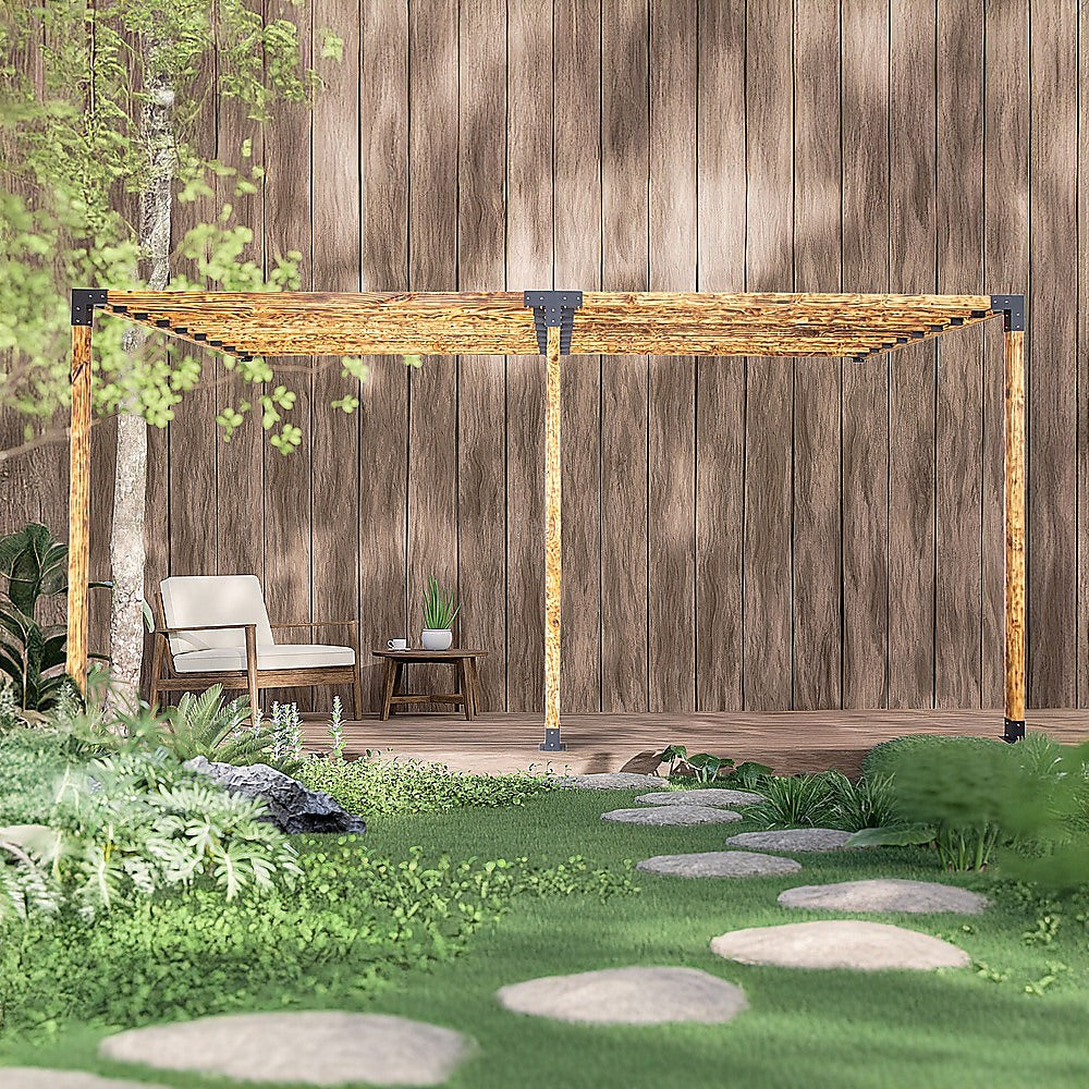 Roof Pergola Gazebo Shed Matte Black Steel Brackets DIY Kits V63-847801