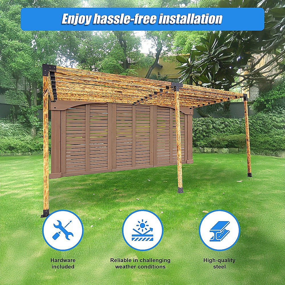 Roof Pergola Gazebo Shed Matte Black Steel Brackets DIY Kits V63-847801