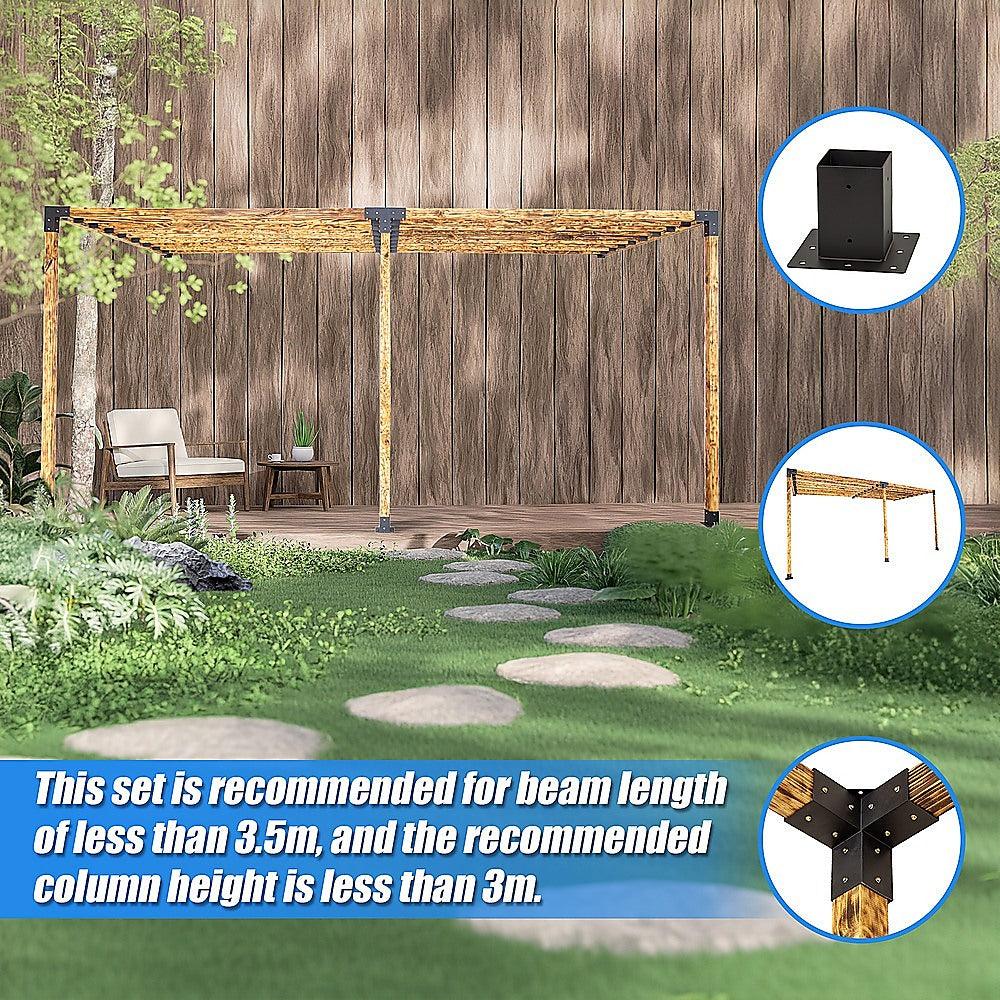 Roof Pergola Gazebo Shed Matte Black Steel Brackets DIY Kits V63-847801